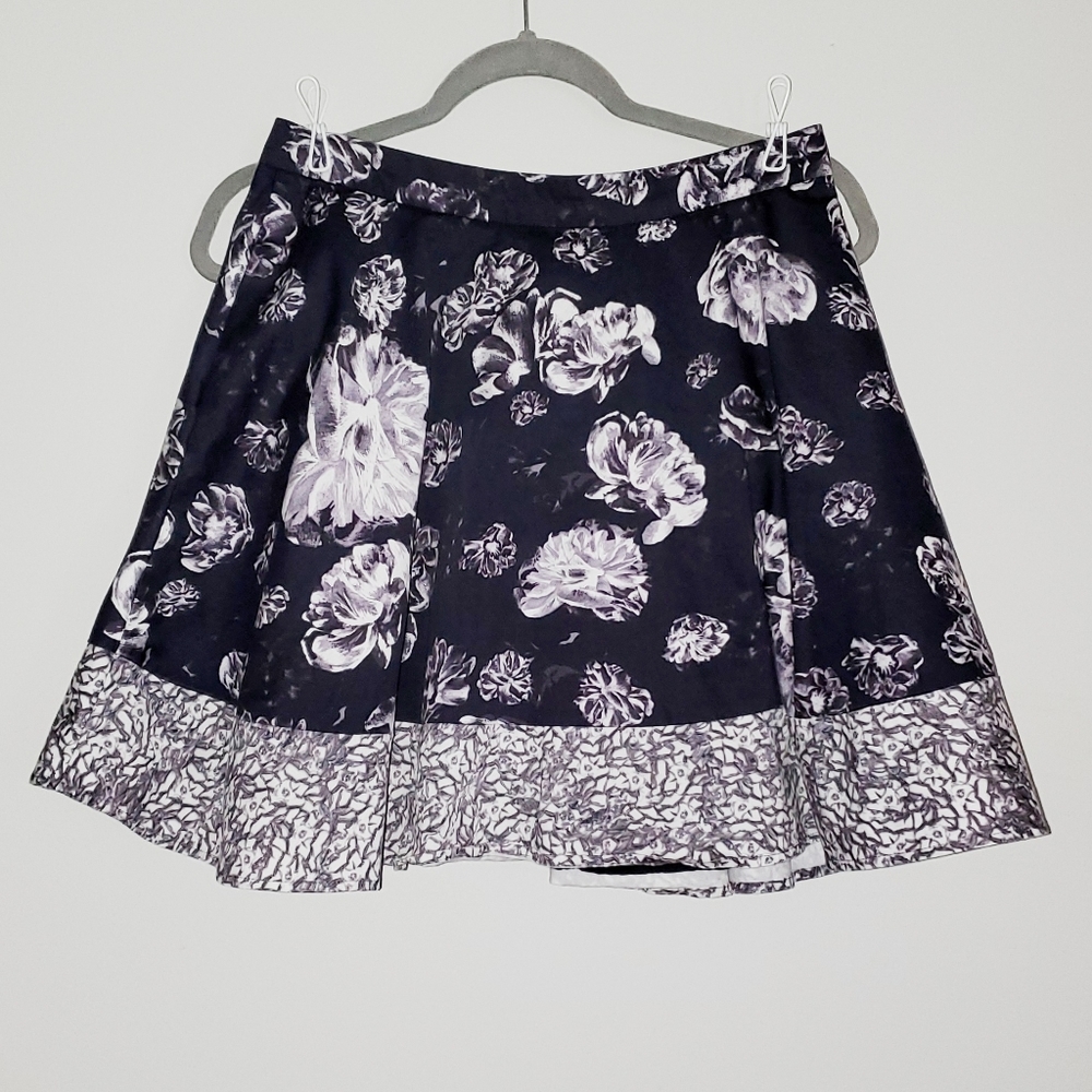 Designer Black, white, and purple floral skirt